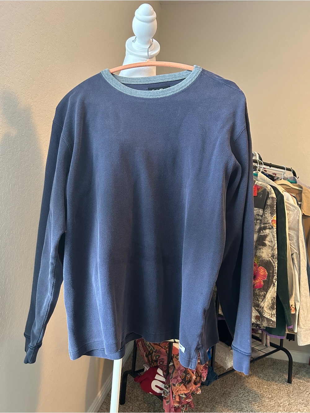 EDDIE BAUER Men’s 100% Cotton Long Sleeve Navy Jersey Top Size Large